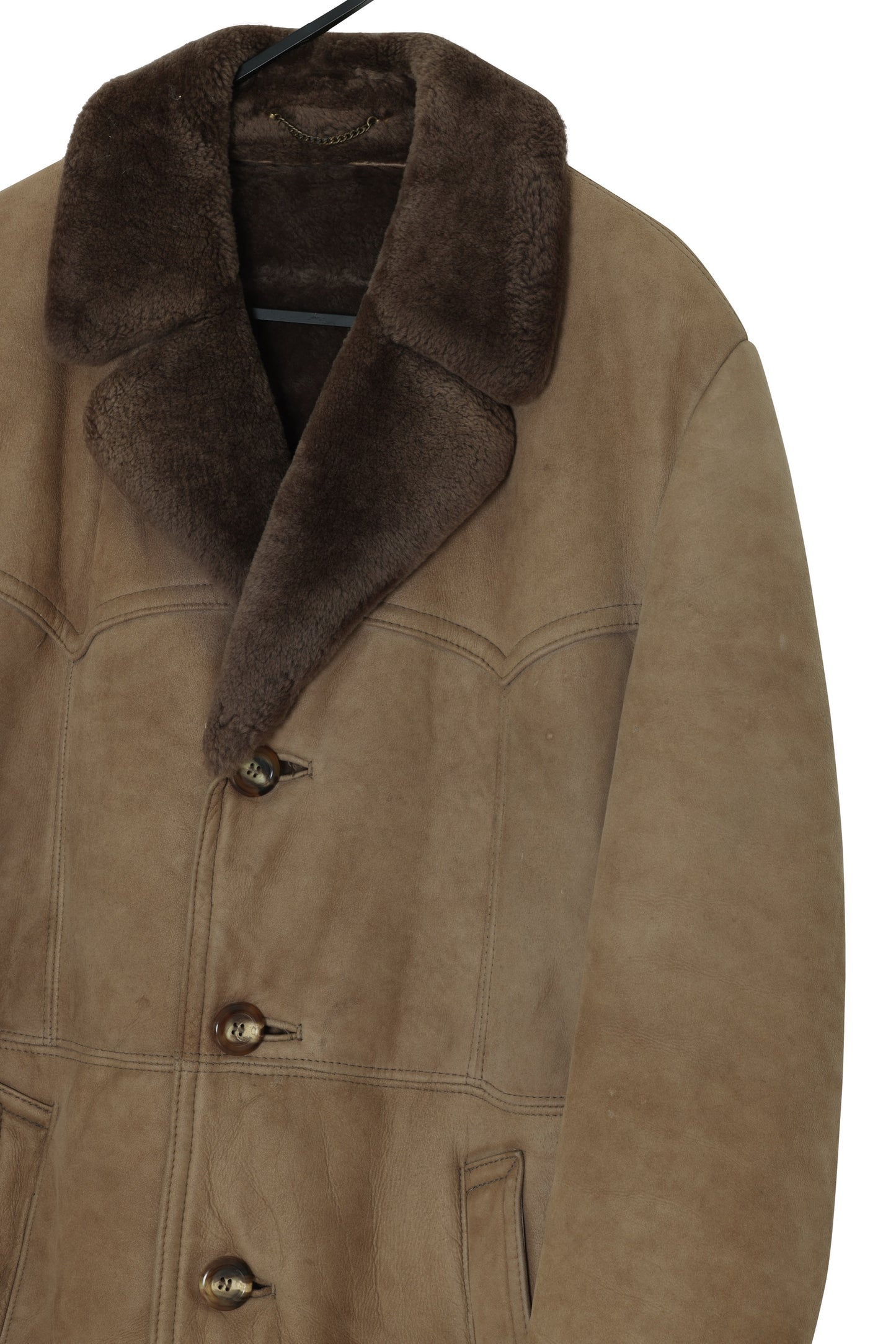 1975–1985, Shearling-Faced Sheepskin Car Coat with Western Yoke Seaming