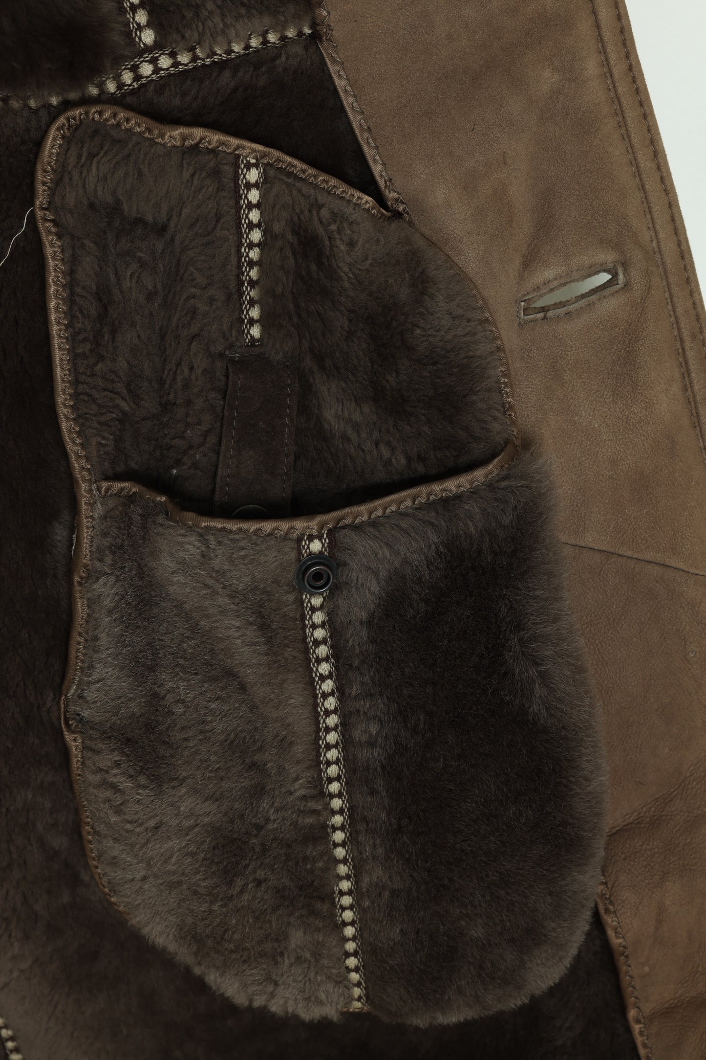 1975–1985, Shearling-Faced Sheepskin Car Coat with Western Yoke Seaming