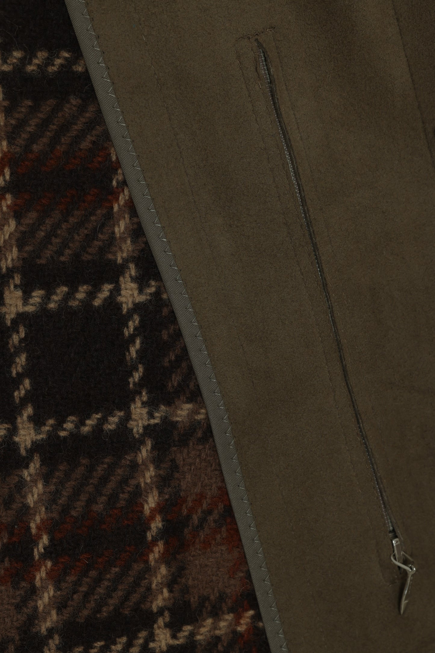 1980–1990 German Suede Car Coat, Concealed Placket, Minimal Panels, Scottish Wool Lining
