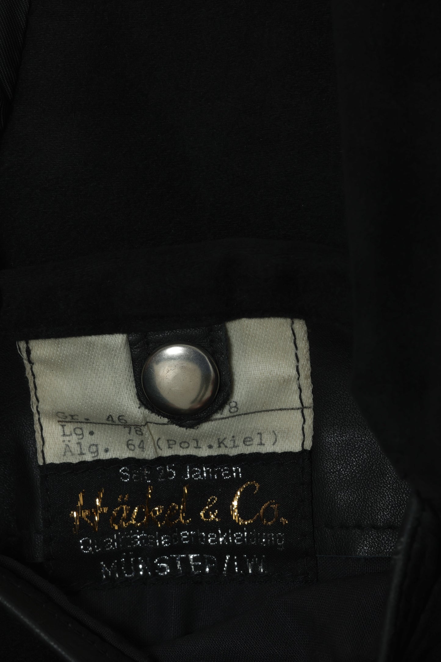 1980–1995 Black Leather Officer Double-Breasted Jacket, Military Lapels, Häckel & Co.