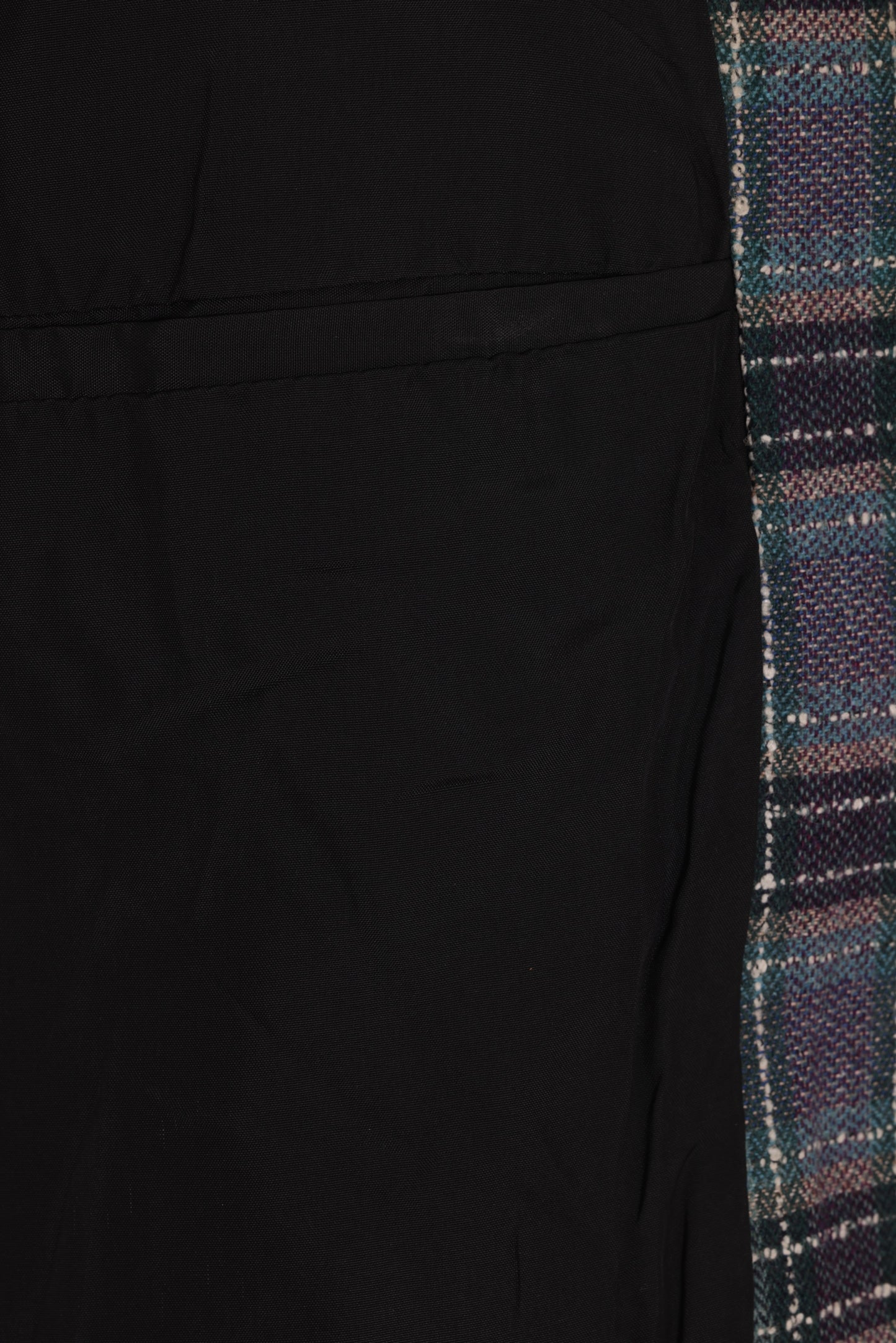 1980s–1990s, broken plaid lounge jacket, nubby tweed, workshop production