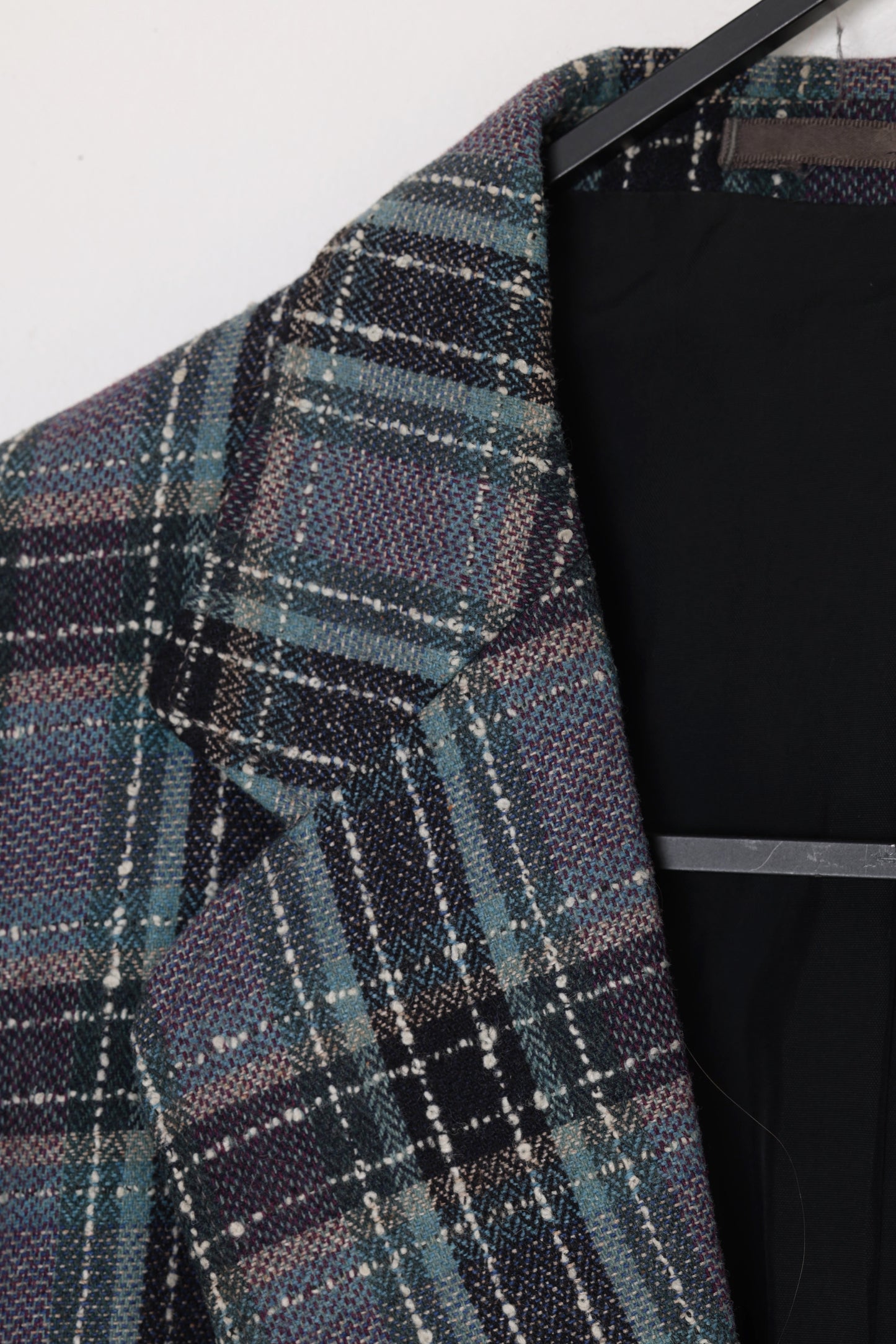 1980s–1990s, broken plaid lounge jacket, nubby tweed, workshop production