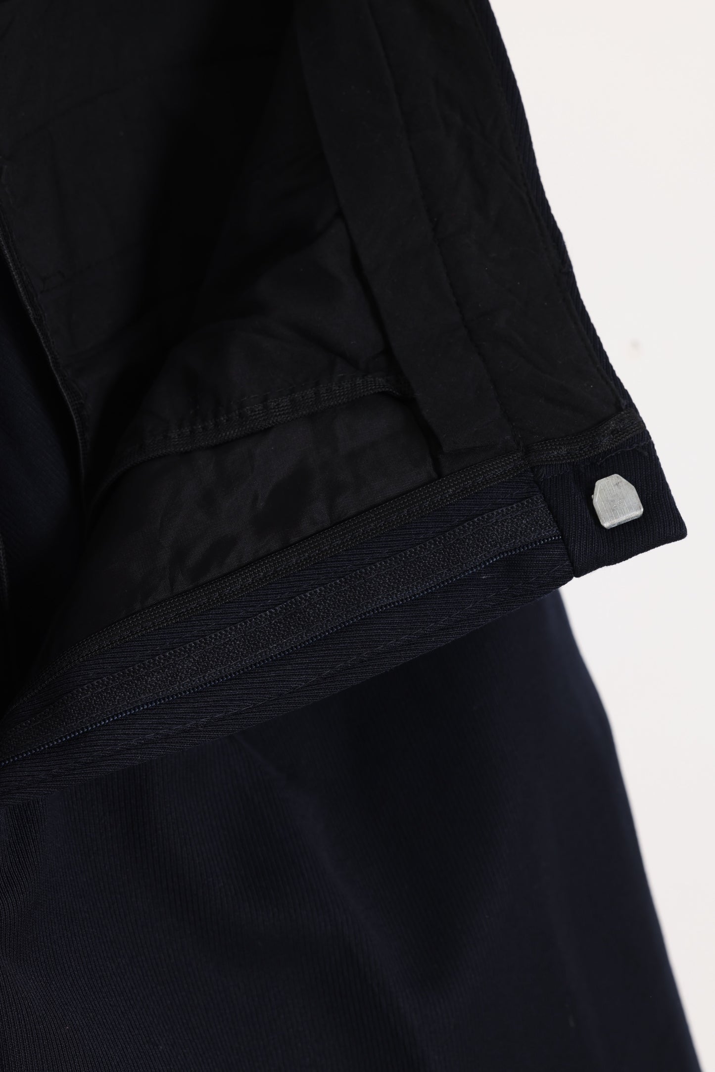 1980s–1990s Dark Navy Trousers, Schurwolle-Blend Twill, Single Reverse Pleats