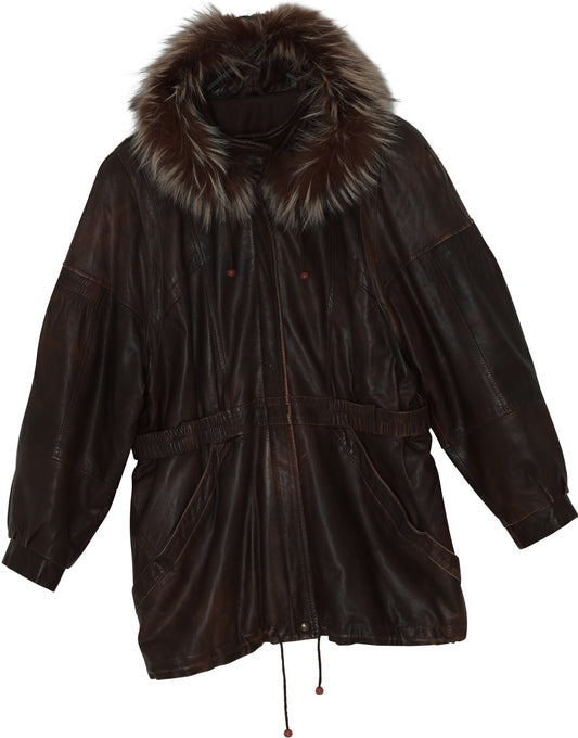 1980s–1990s Finnish Leather Parka, Structured Panels