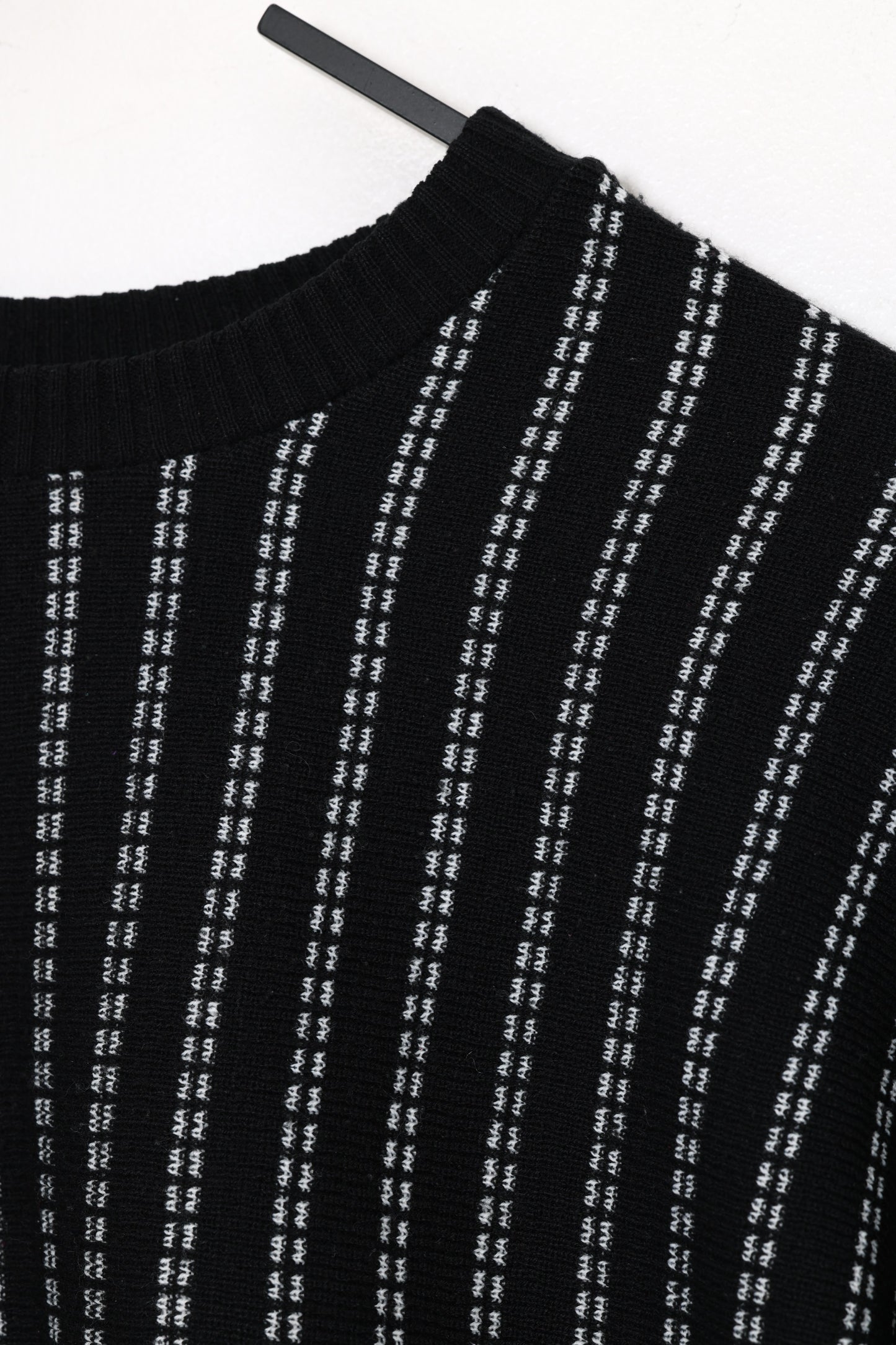 1980s–1990s, Jacquard Dash-Stripe Knit with Extended Rib Hem