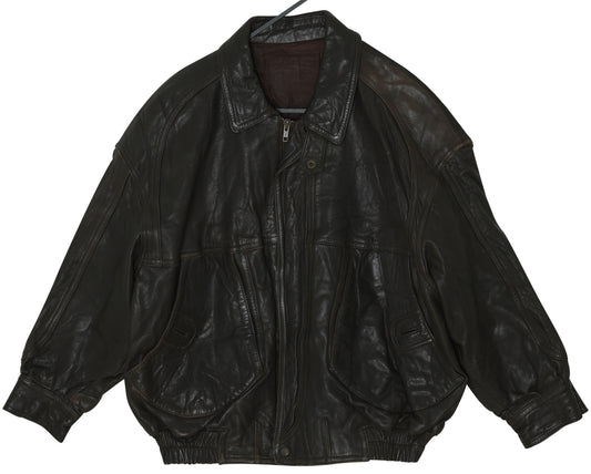 1980s–1990s Leather Bomber, Multi-Axis Panel Compression, Spanish