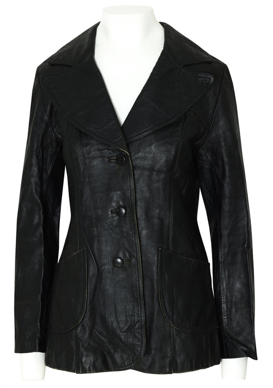 1980s–1990s Semi-Tailored Leather Jacket, Curvilinear Panel Draft, Finnish