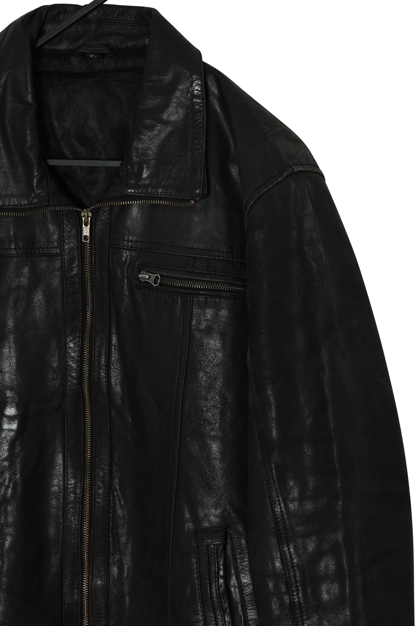 1980s–90s Fully Cut Leather Jacket with Set-In Sleeves and Turn-Down Collar, Germany