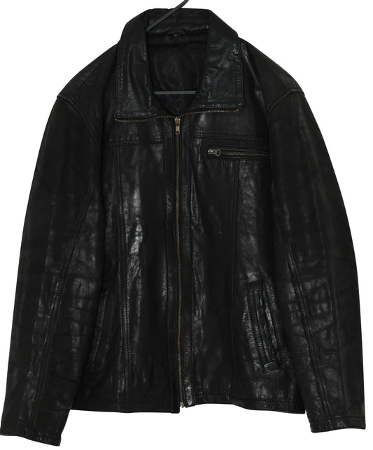 1980s–90s Fully Cut Leather Jacket with Set-In Sleeves and Turn-Down Collar, Germany