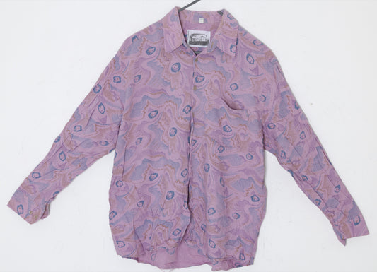 1980s, Soft-Collar Leisure Shirt, Abstract Mineral Motif, Lavender Ground