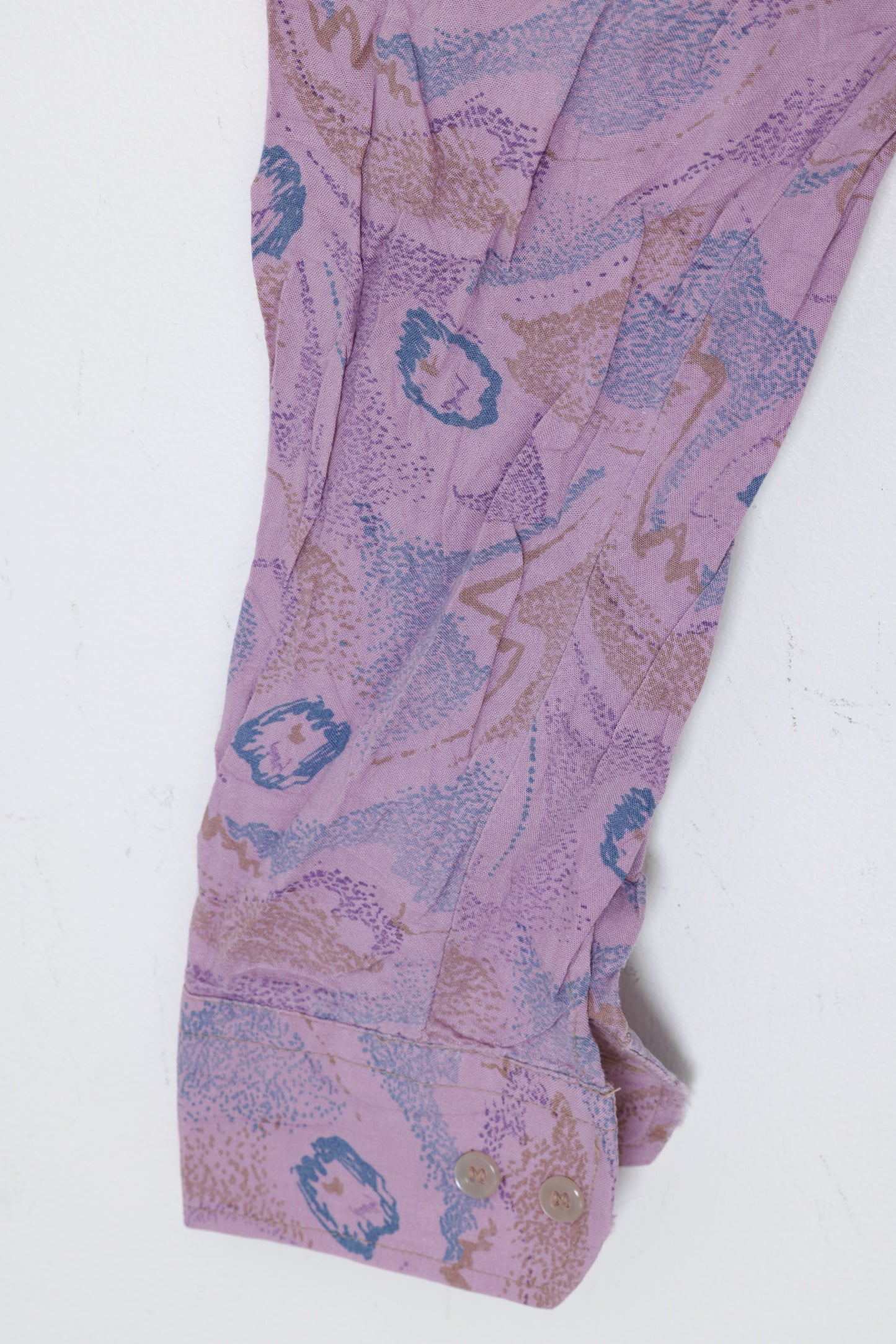 1980s, Soft-Collar Leisure Shirt, Abstract Mineral Motif, Lavender Ground