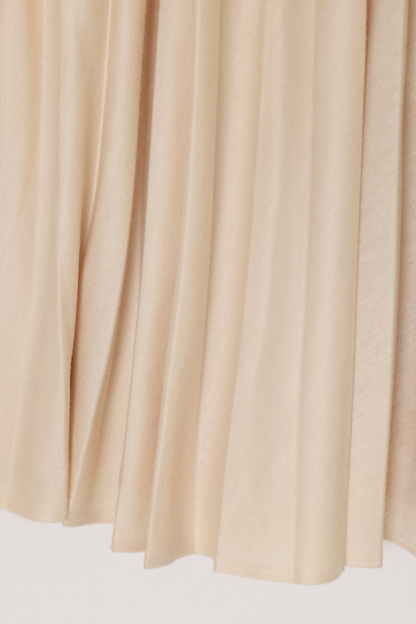 1980s, Swedish Heat-Set Micropleated Skirt in Cream Warp-Knit Jersey Knit 