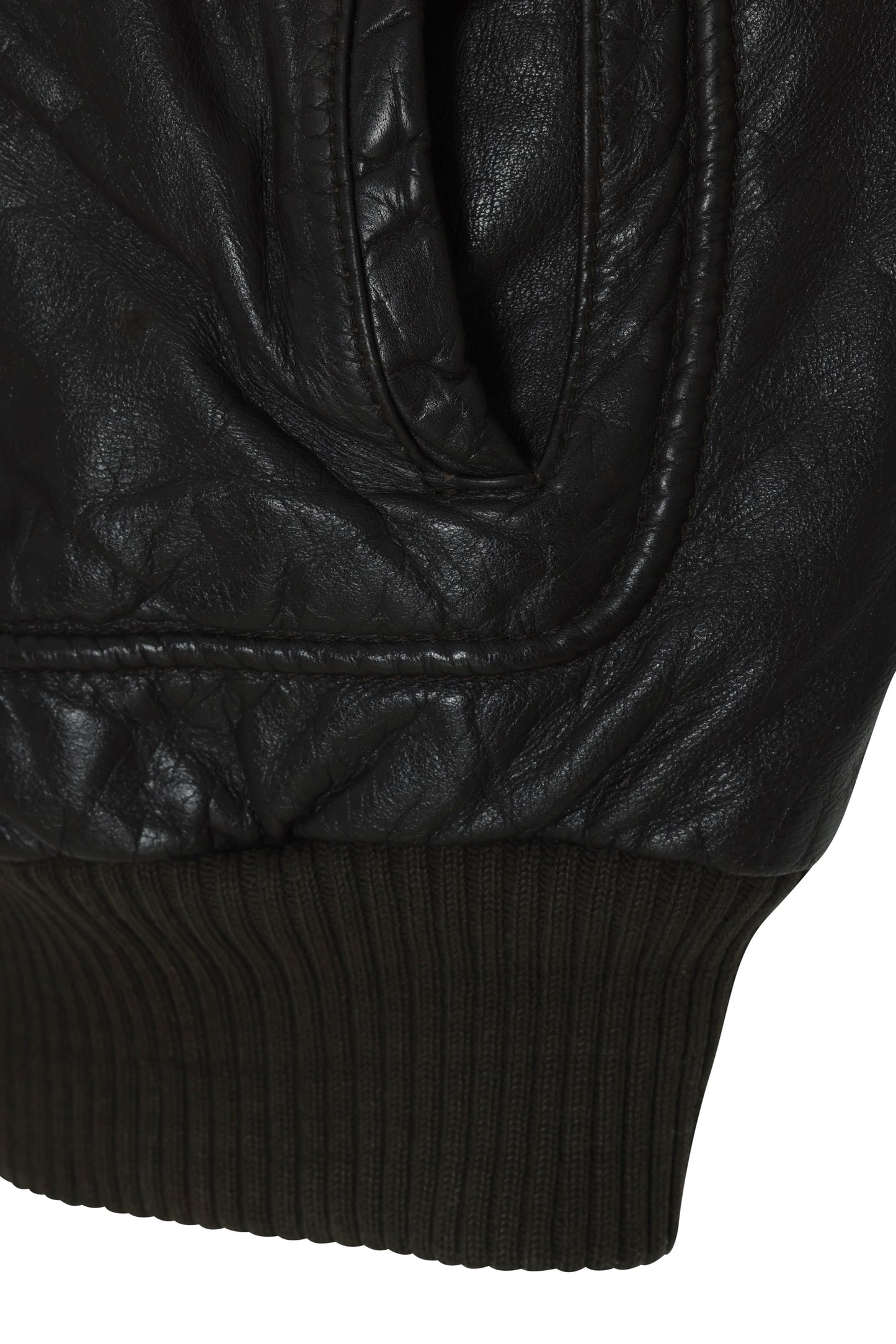 1985–1992, West German Leather Flight Jacket with Deep-Pile Insulating Lining