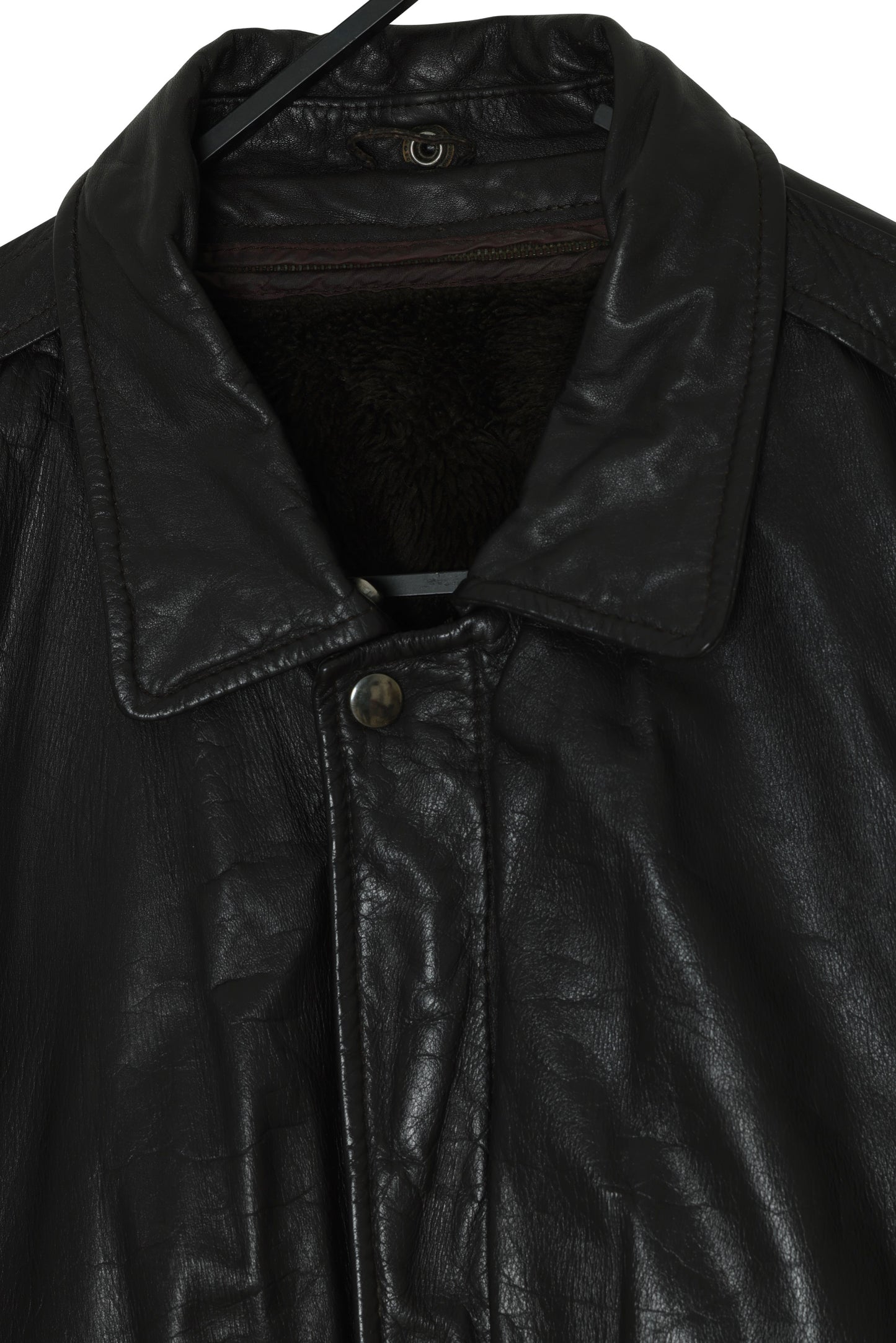 1985–1992, West German Leather Flight Jacket with Deep-Pile Insulating Lining