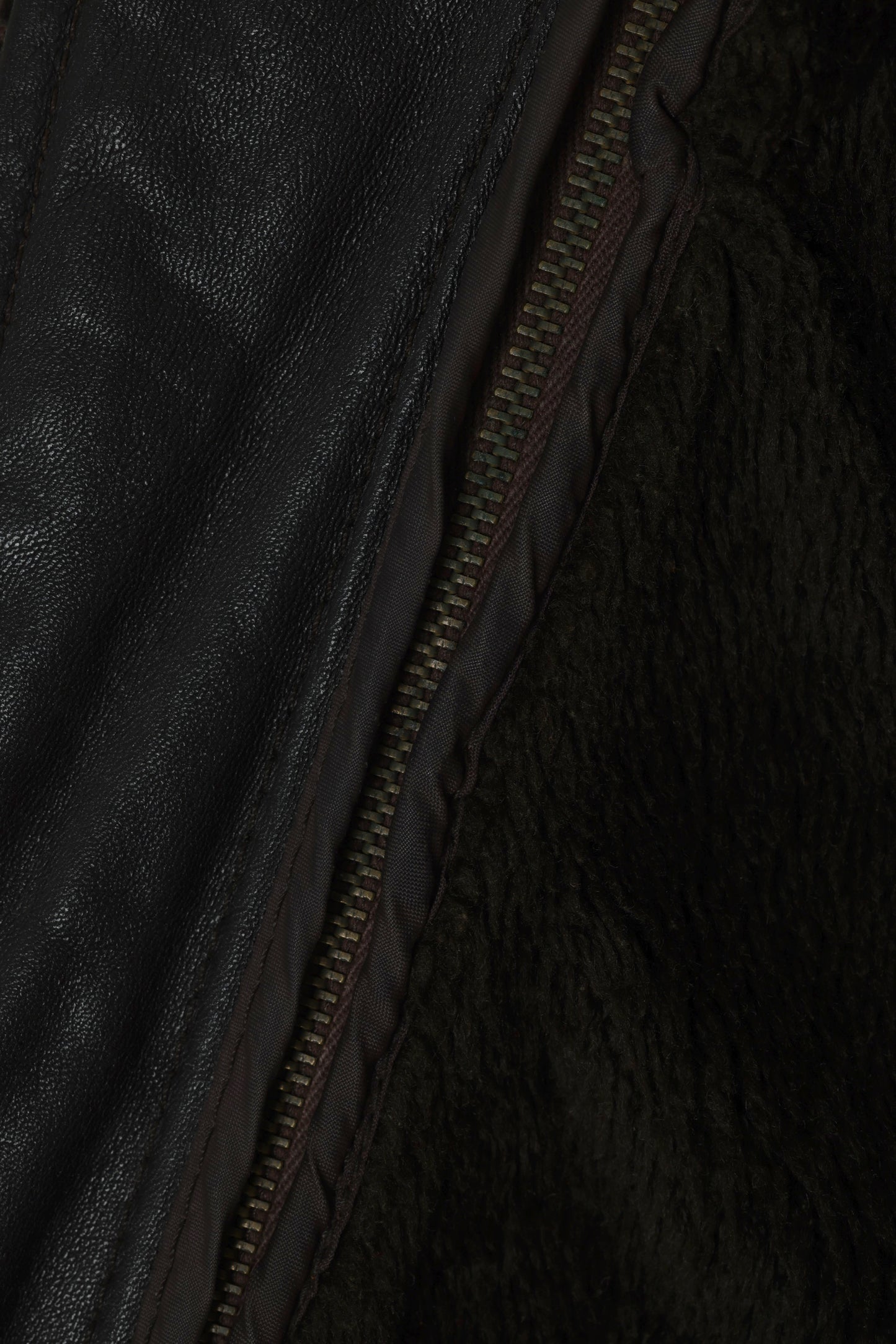 1985–1992, West German Leather Flight Jacket with Deep-Pile Insulating Lining