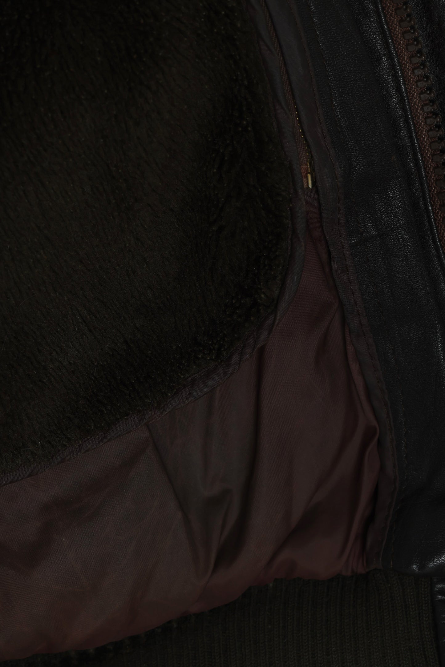 1985–1992, West German Leather Flight Jacket with Deep-Pile Insulating Lining