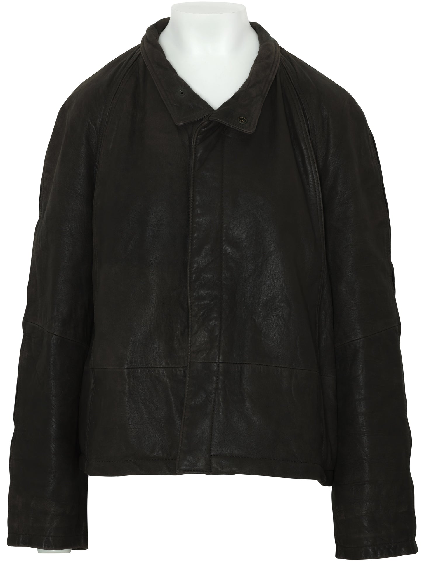 1985–1995, Leather Aviator Jacket, Snap-Set Collar, Topstitched Channels