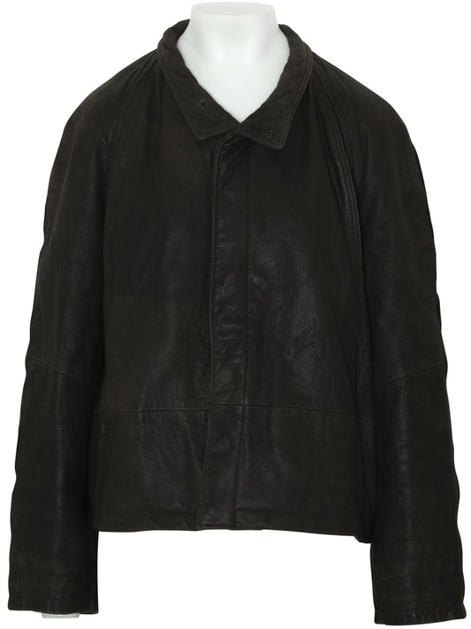 1985–1995, Leather Aviator Jacket, Snap-Set Collar, Topstitched Channels