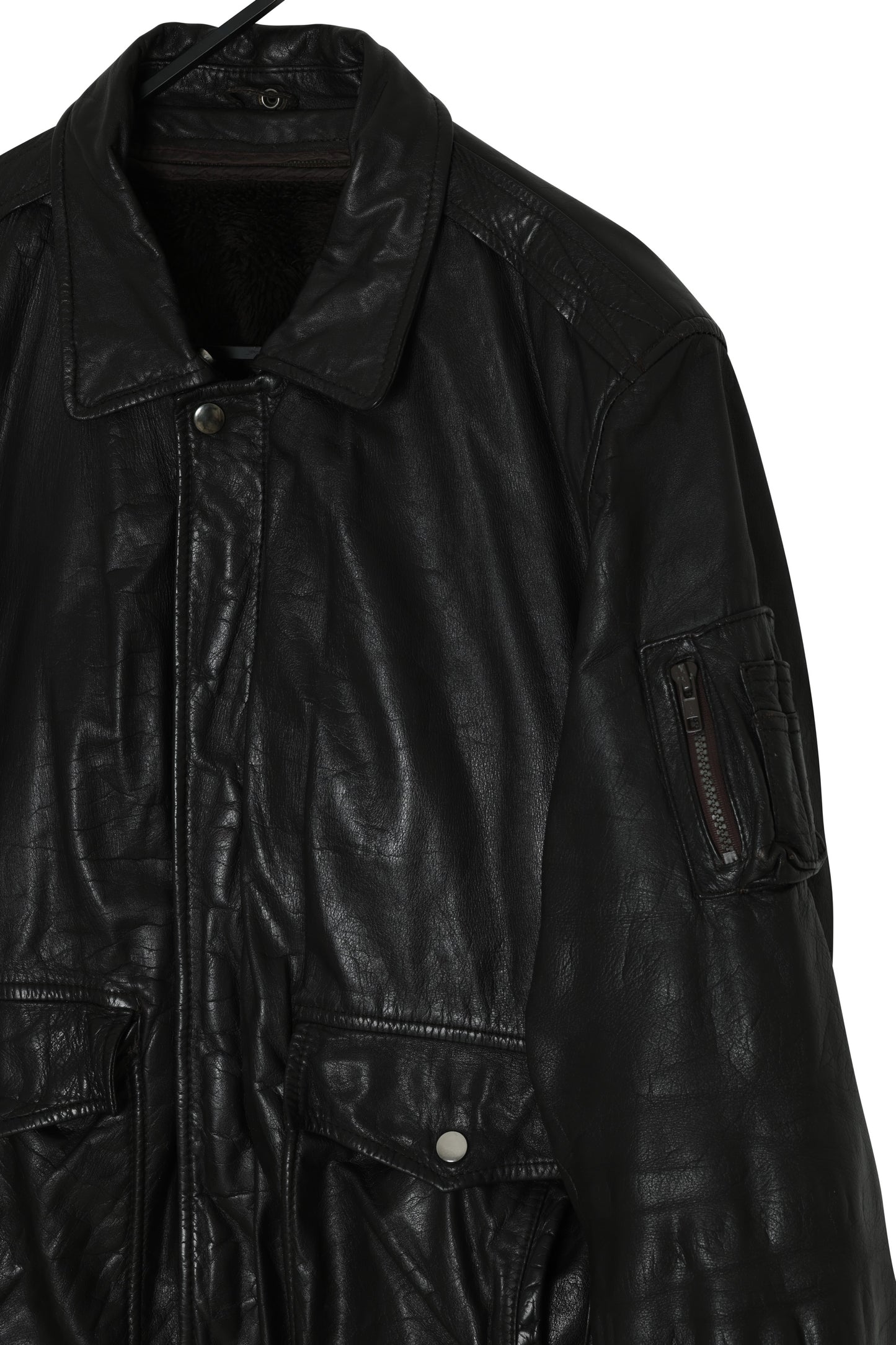 1985–1995 Leather Flight Jacket, Ribbed Knit Termination, West Germany