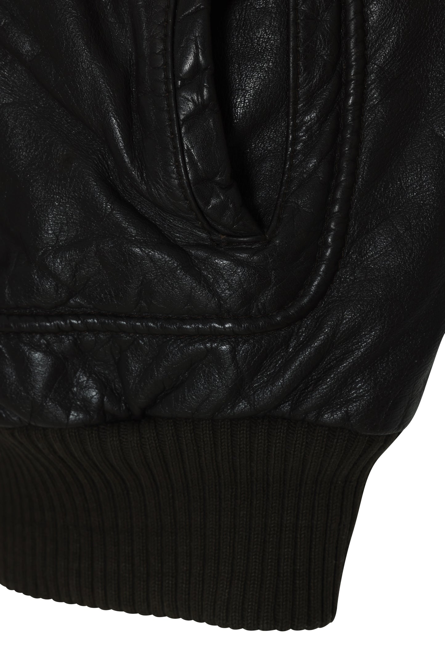 1985–1995 Leather Flight Jacket, Ribbed Knit Termination, West Germany