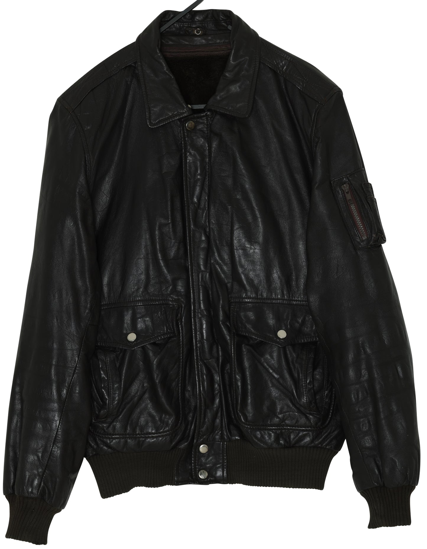 1985–1995 Leather Flight Jacket, Ribbed Knit Termination, West Germany