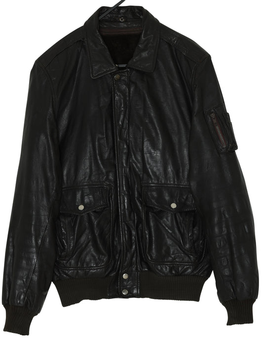 1985–1995 Leather Flight Jacket, Ribbed Knit Termination, West Germany