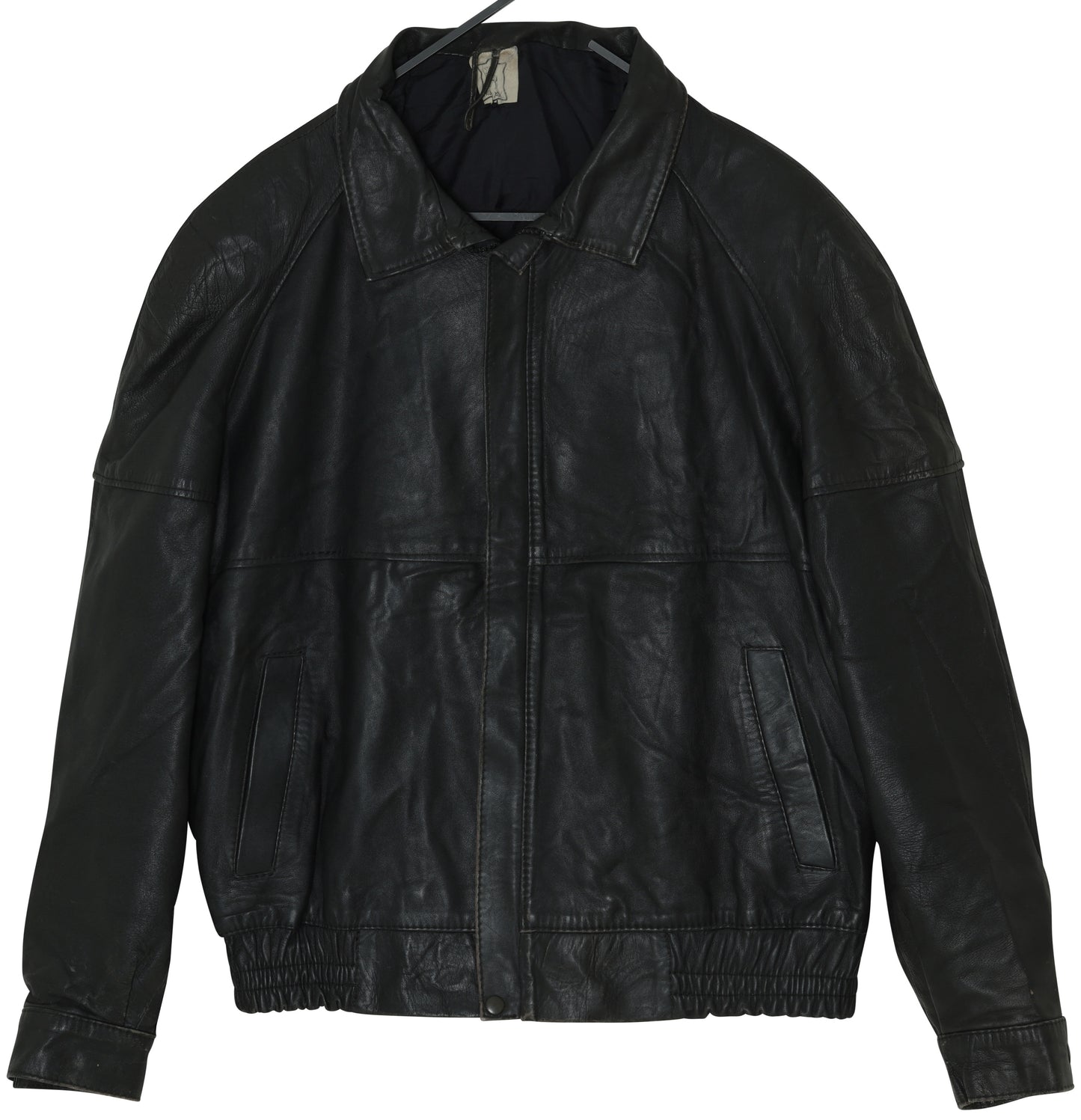 1985–1995 Leather Utility Jacket, Concealed Placket, Soft Roll Collar, Iberian Production