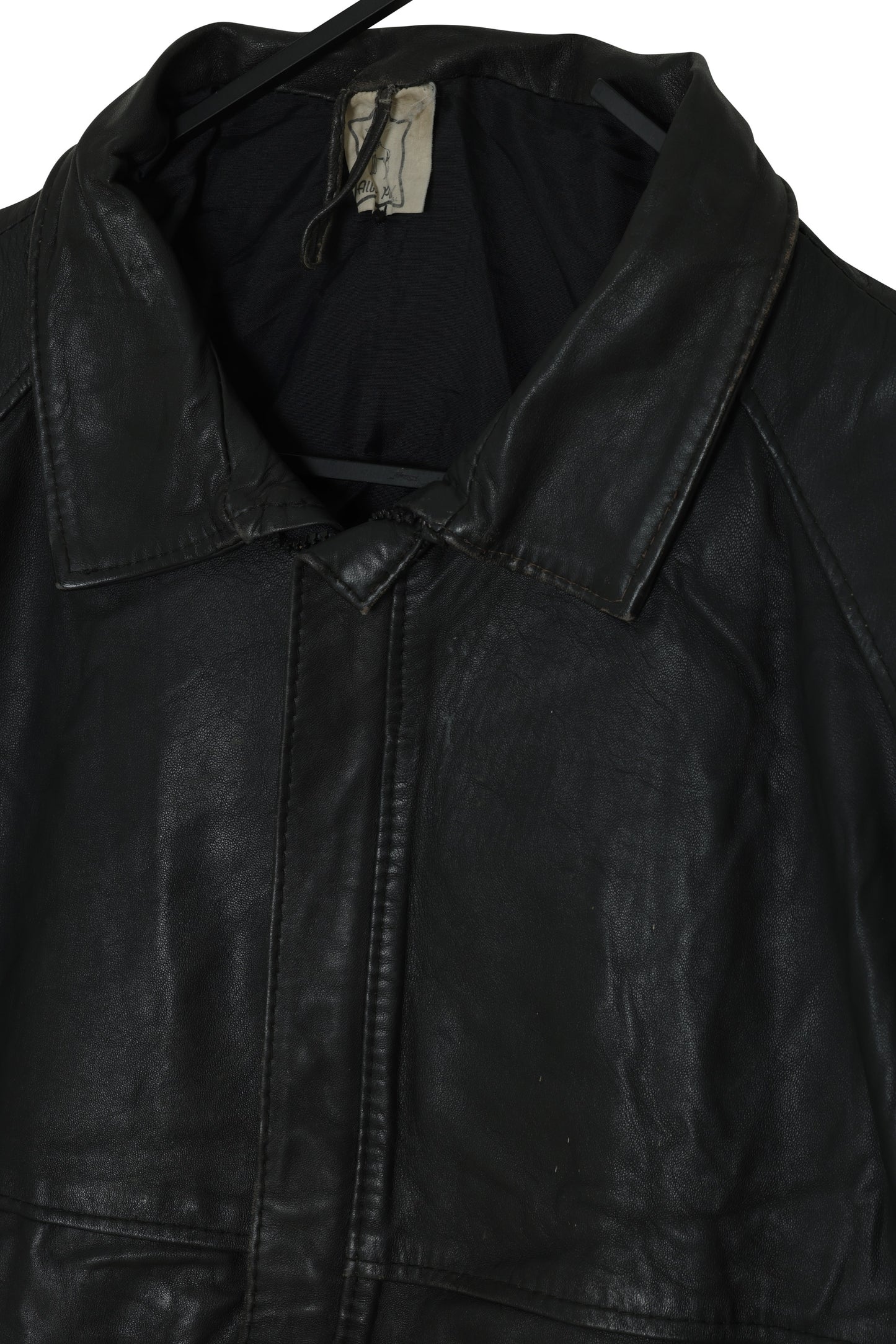 1985–1995 Leather Utility Jacket, Concealed Placket, Soft Roll Collar, Iberian Production