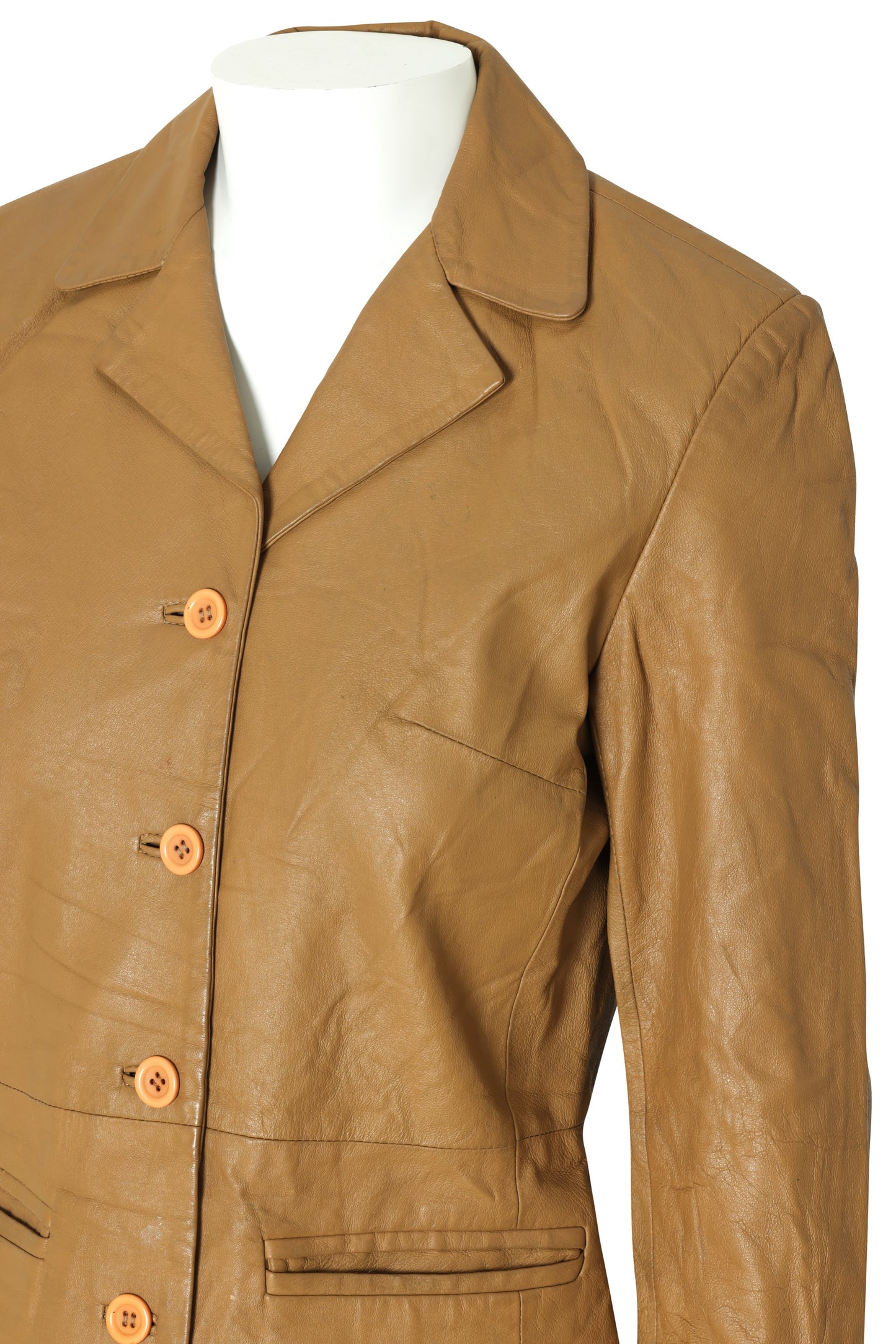 1990–2000, Leather Coat, Mid-Length, Structured Seaming, Waist-Shaped Panels