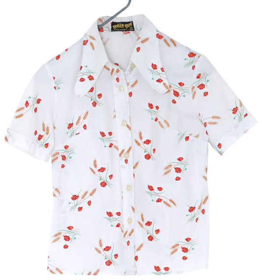1975–1985, Austrian Flower-Field Print Leisure Shirt, Spear-Point Collar