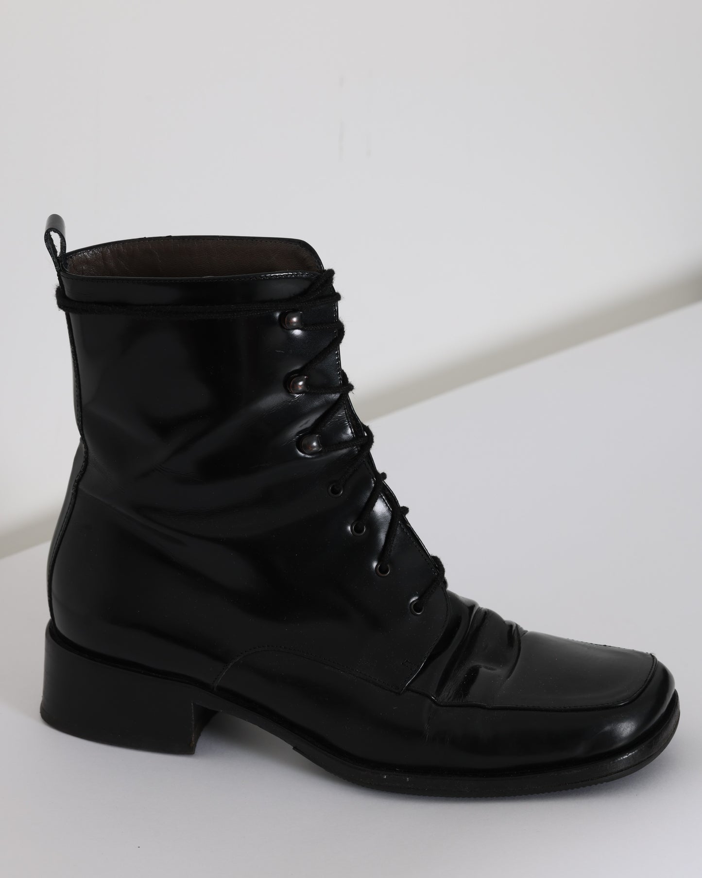 1990s, Box-Calf, Cuboid Apron Toe, Raised Heel Block, Combat-Derived, Swiss-Made