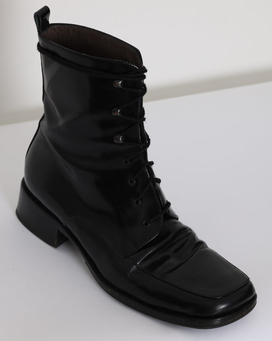 1990s, Box-Calf, Cuboid Apron Toe, Raised Heel Block, Combat-Derived, Swiss-Made