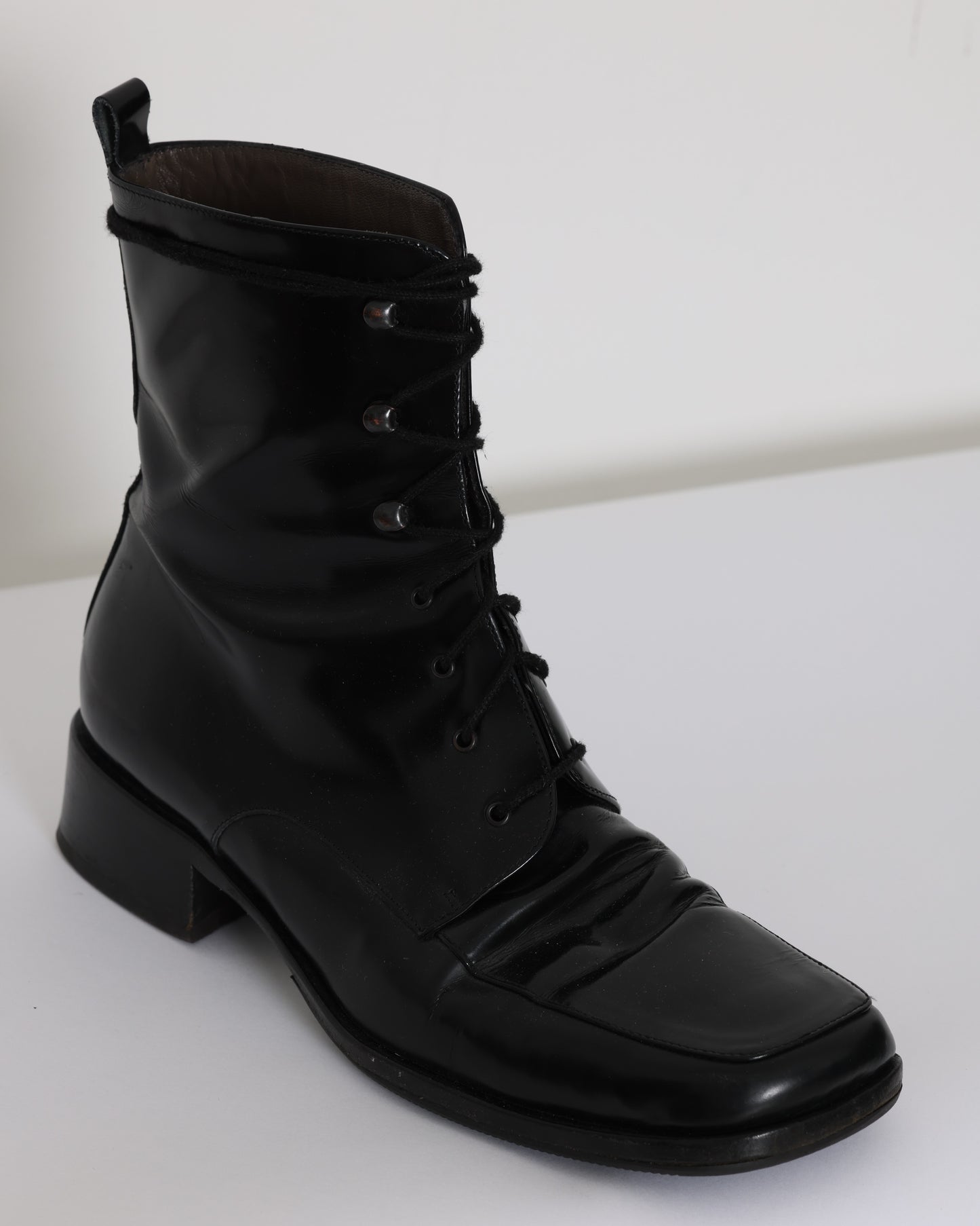 1990s, Box-Calf, Cuboid Apron Toe, Raised Heel Block, Combat-Derived, Swiss-Made