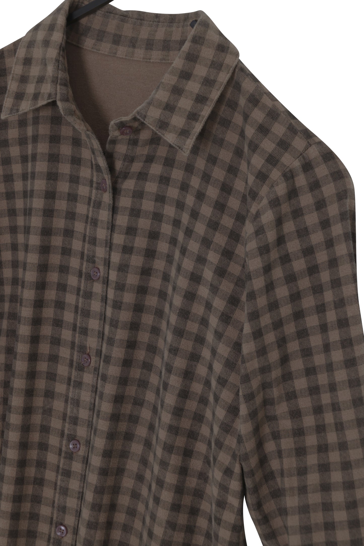 1990s Brushed Cotton Flannel Gingham Shirt, Yarn-Dyed, Soft Roll Collar
