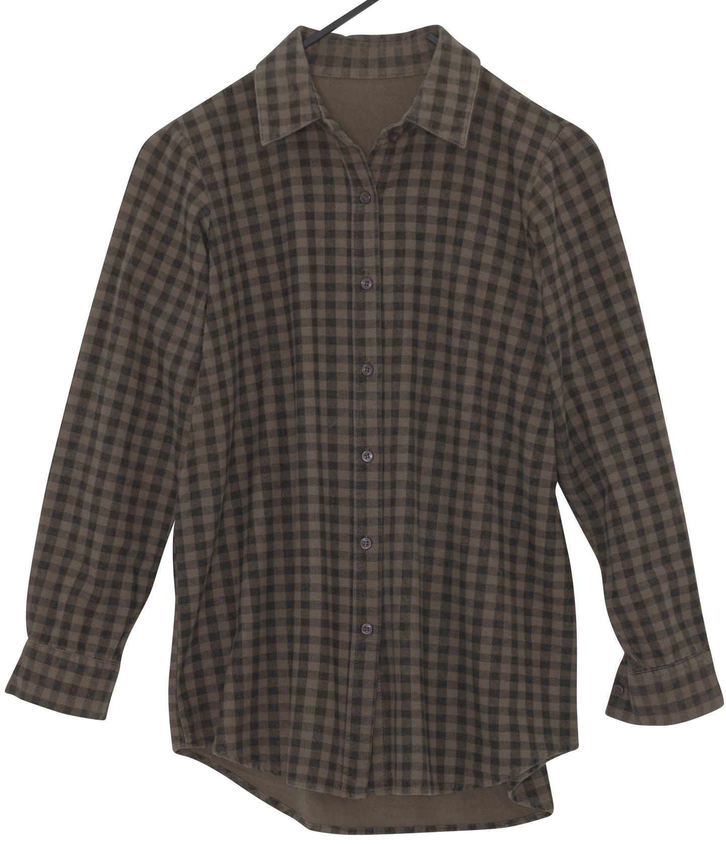 1990s Brushed Cotton Flannel Gingham Shirt, Yarn-Dyed, Soft Roll Collar
