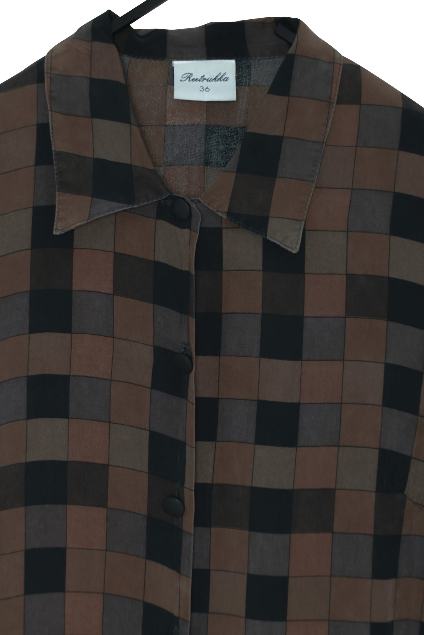 1990s, Finnish Windowpane Cupro Shirt-Blouse
