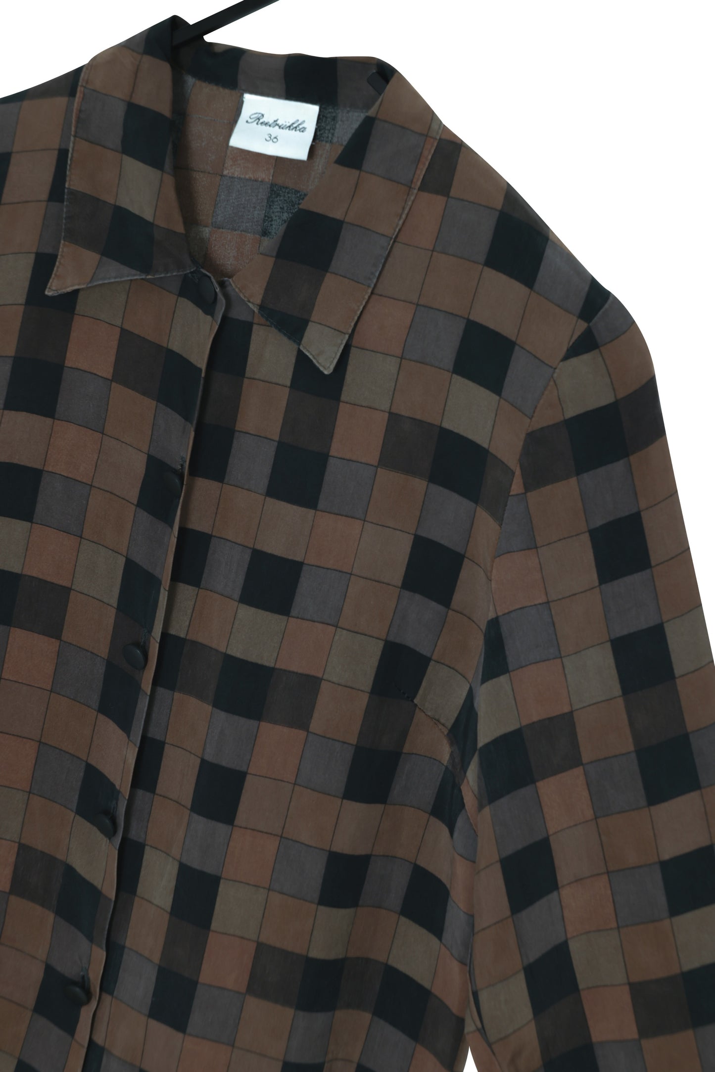 1990s, Finnish Windowpane Cupro Shirt-Blouse
