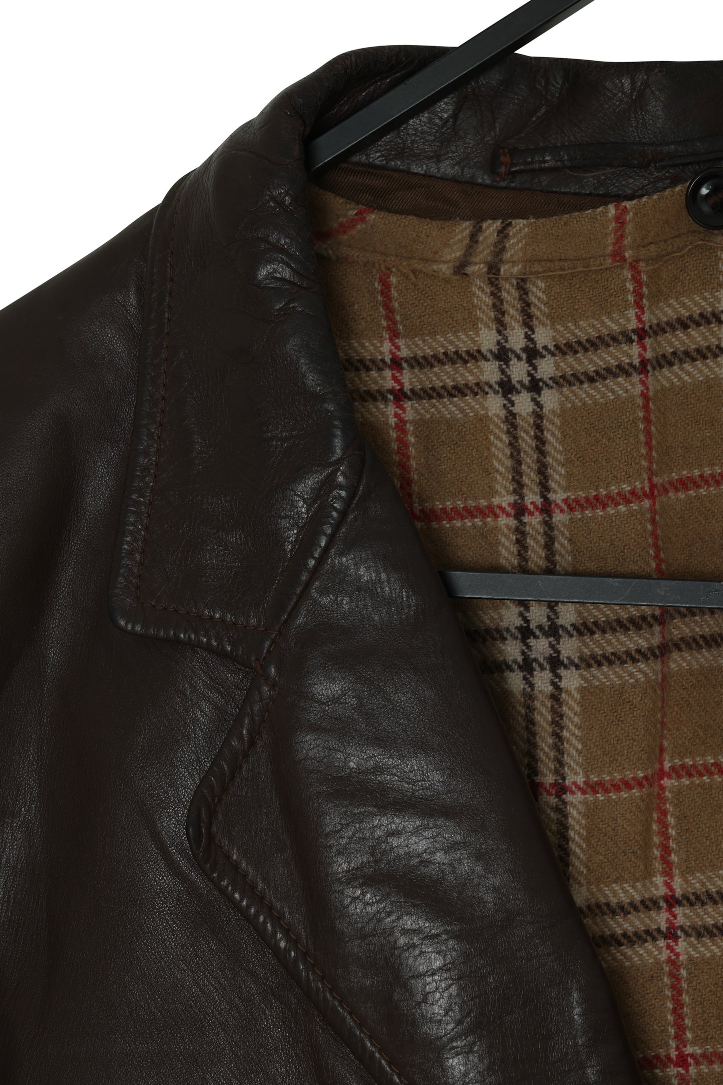 1990s Lambskin Semi-Tailored Leisure Jacket with Plaid Twill Lining