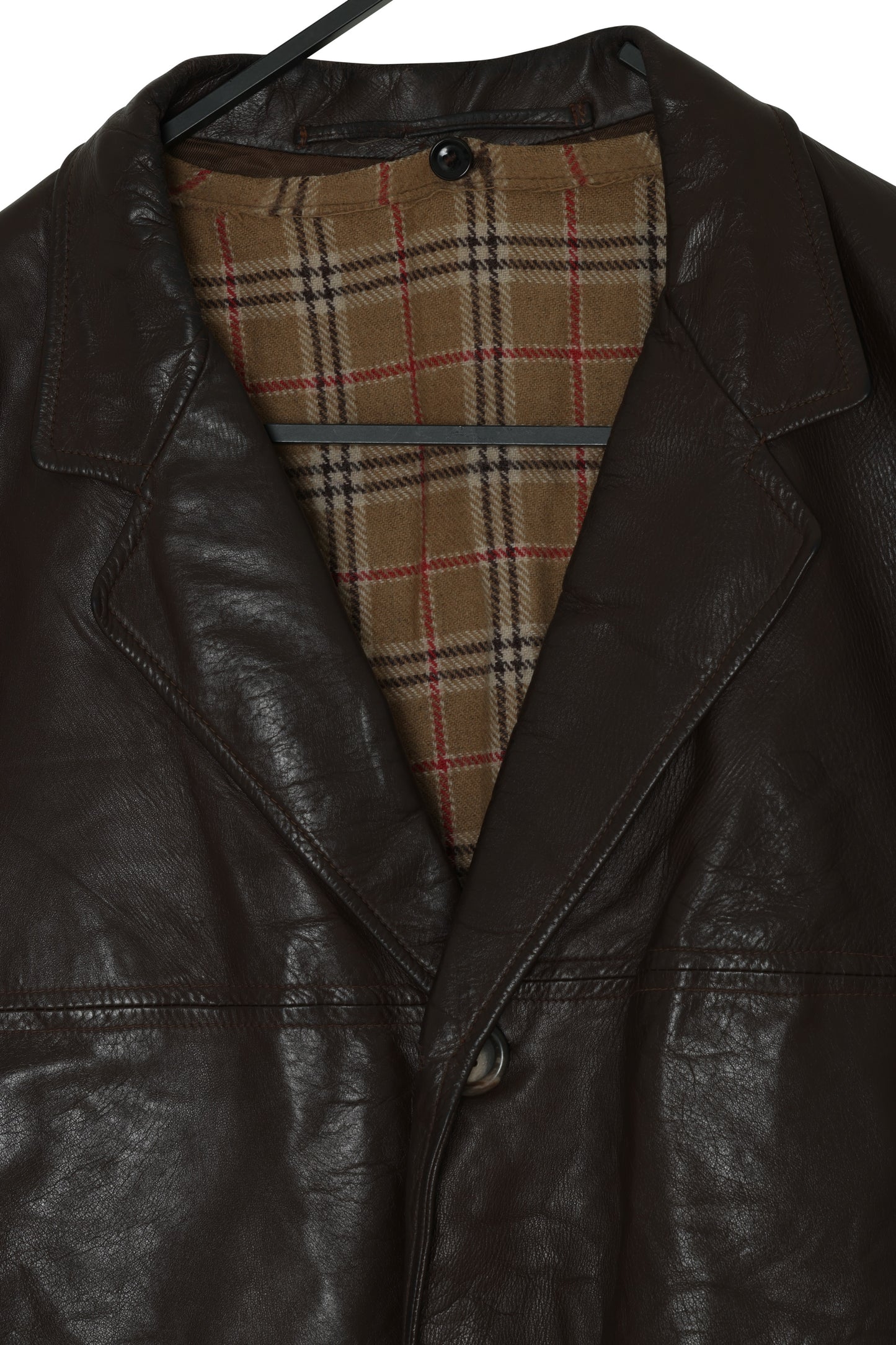 1990s Lambskin Semi-Tailored Leisure Jacket with Plaid Twill Lining