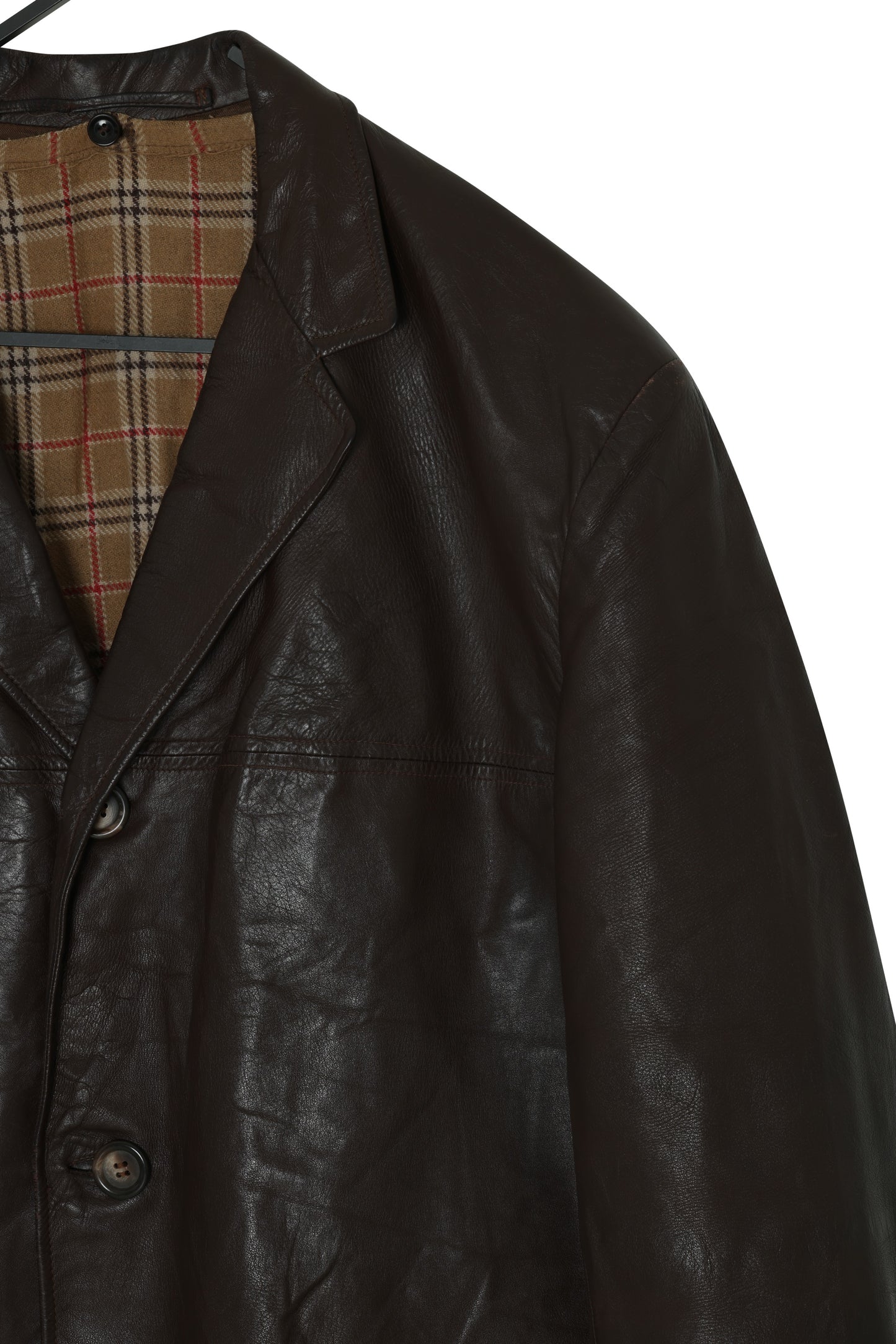 1990s Lambskin Semi-Tailored Leisure Jacket with Plaid Twill Lining