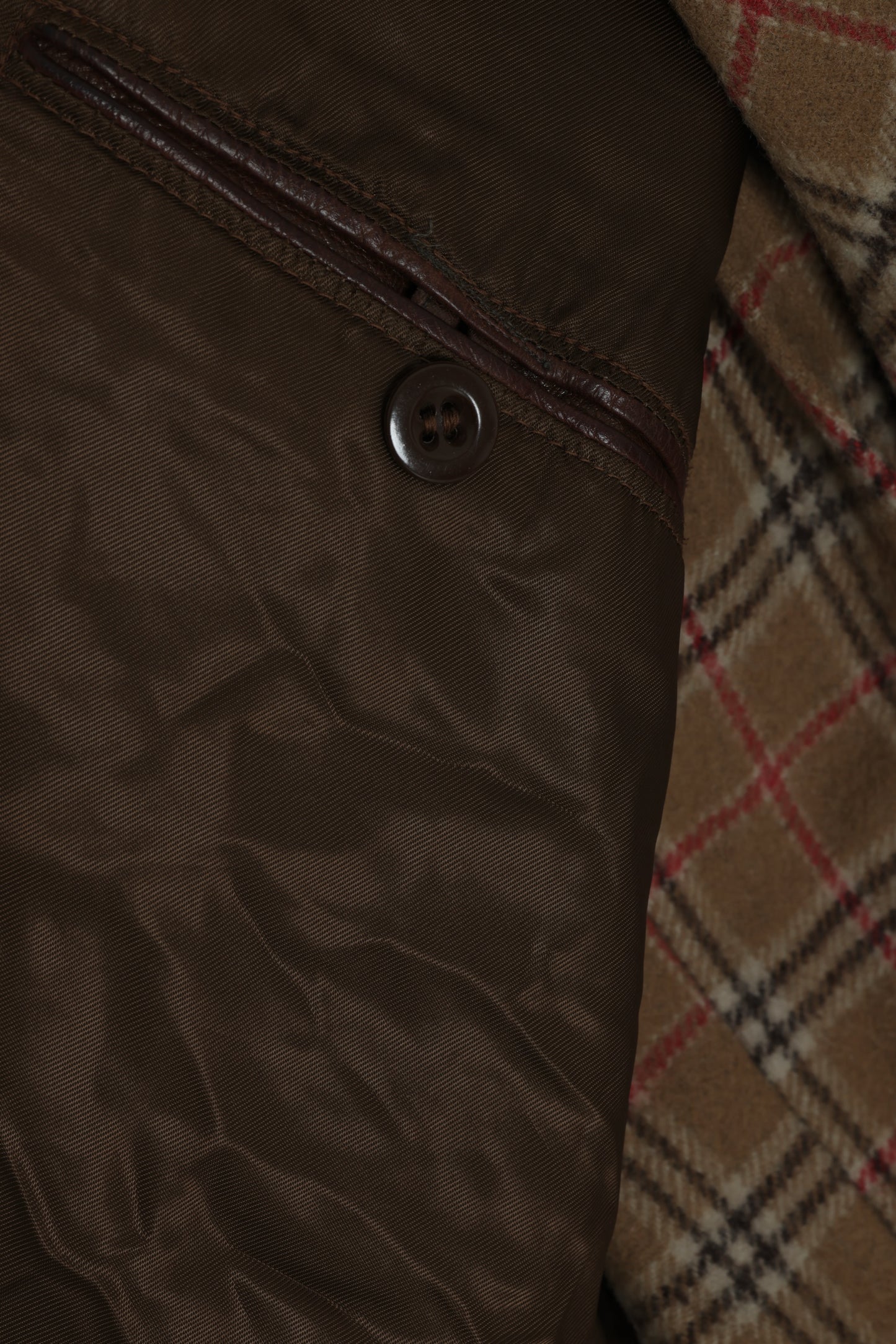 1990s Lambskin Semi-Tailored Leisure Jacket with Plaid Twill Lining