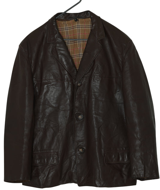 1990s Lambskin Semi-Tailored Leisure Jacket with Plaid Twill Lining