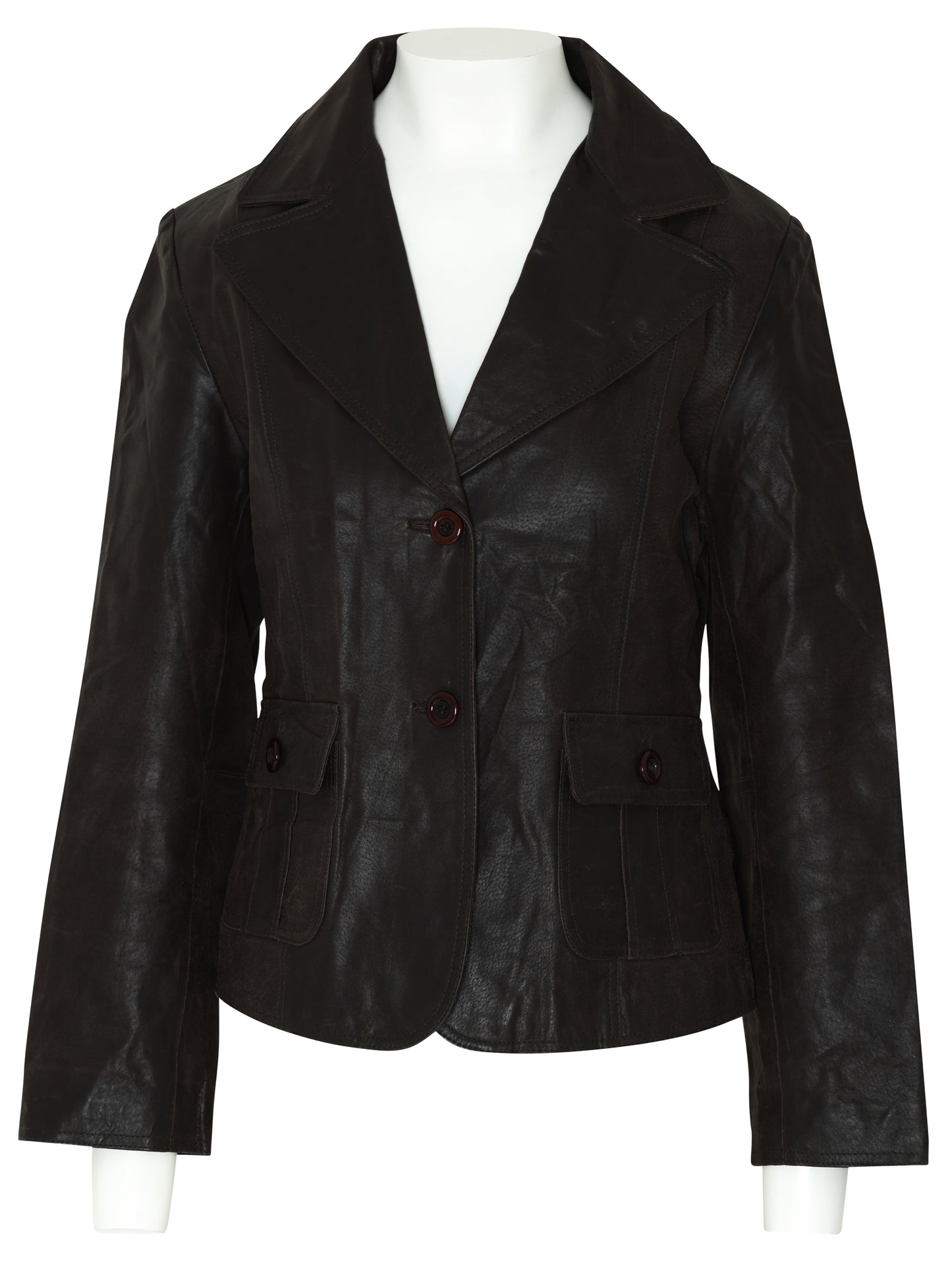 1990s Leather Blazer, Patch Pockets, Notched Lapels