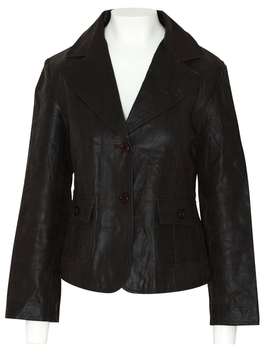 1990s Leather Blazer, Patch Pockets, Notched Lapels