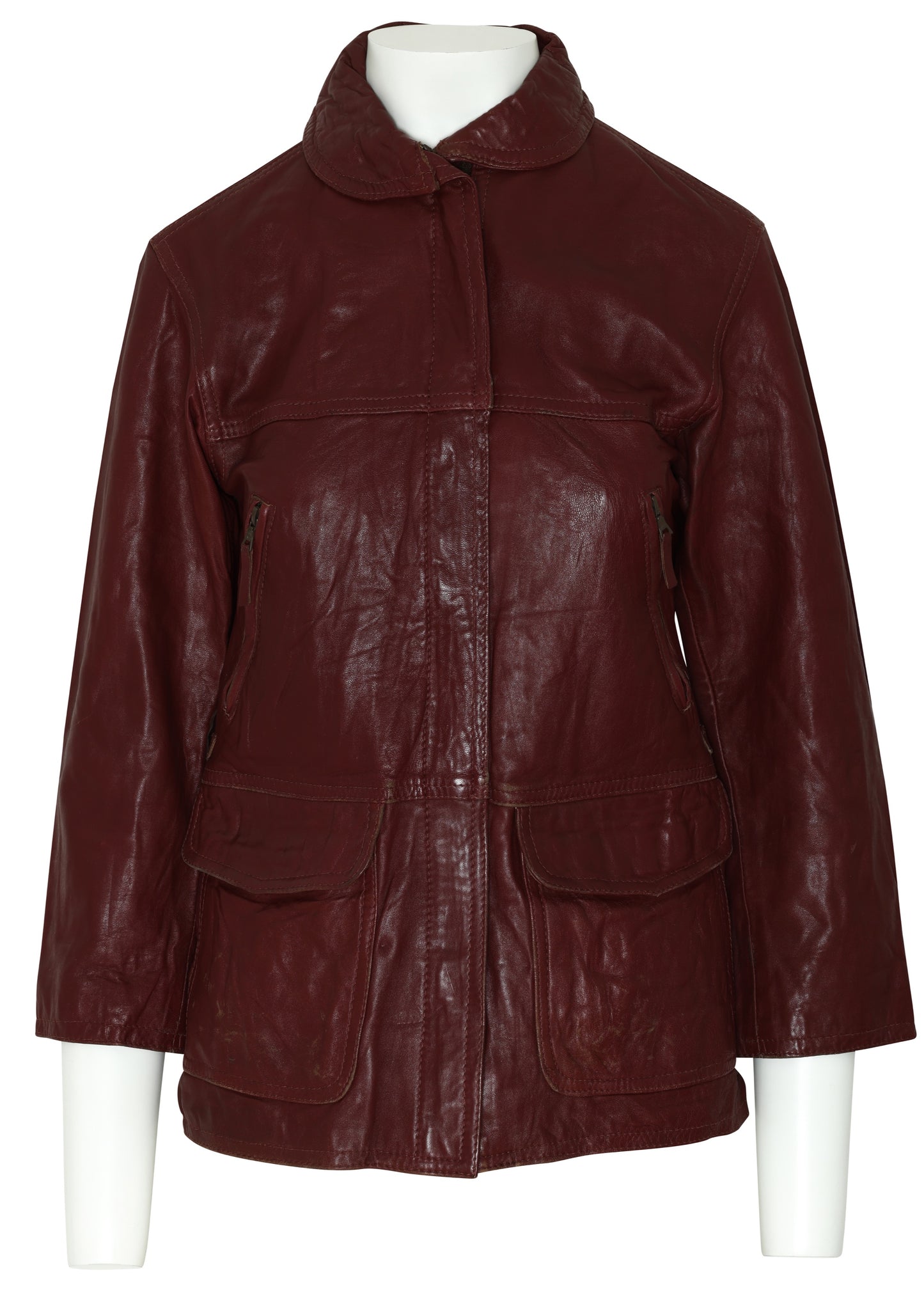 1990s Leather Jacket, Oxblood Dyed Hide, Utility Pocket Configuration