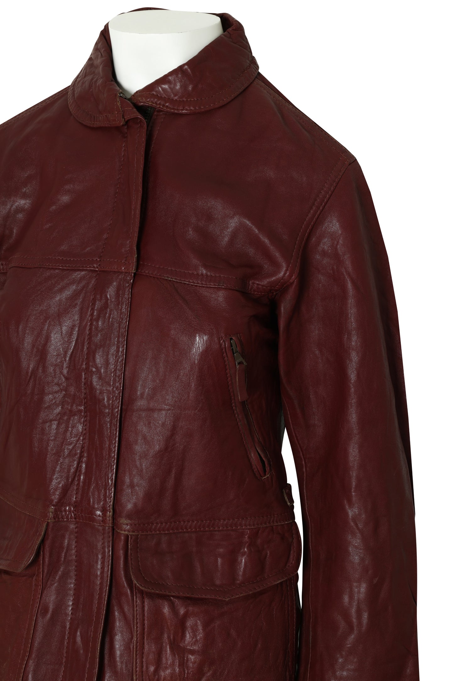 1990s Leather Jacket, Oxblood Dyed Hide, Utility Pocket Configuration