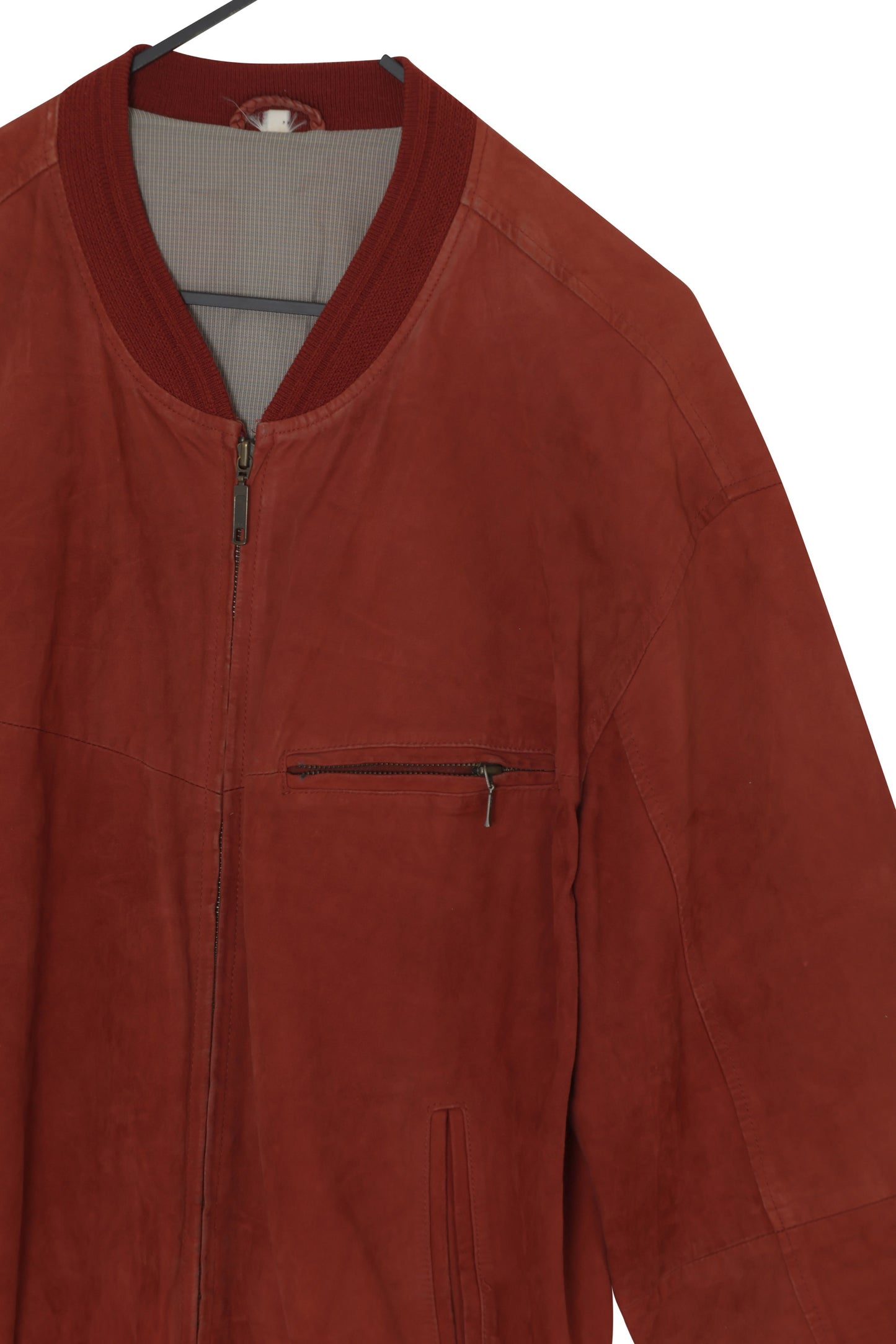 1990s, Overscaled Leisure Bomber, Pigment-Dyed Nubuck, Rib-Knit Stabilization