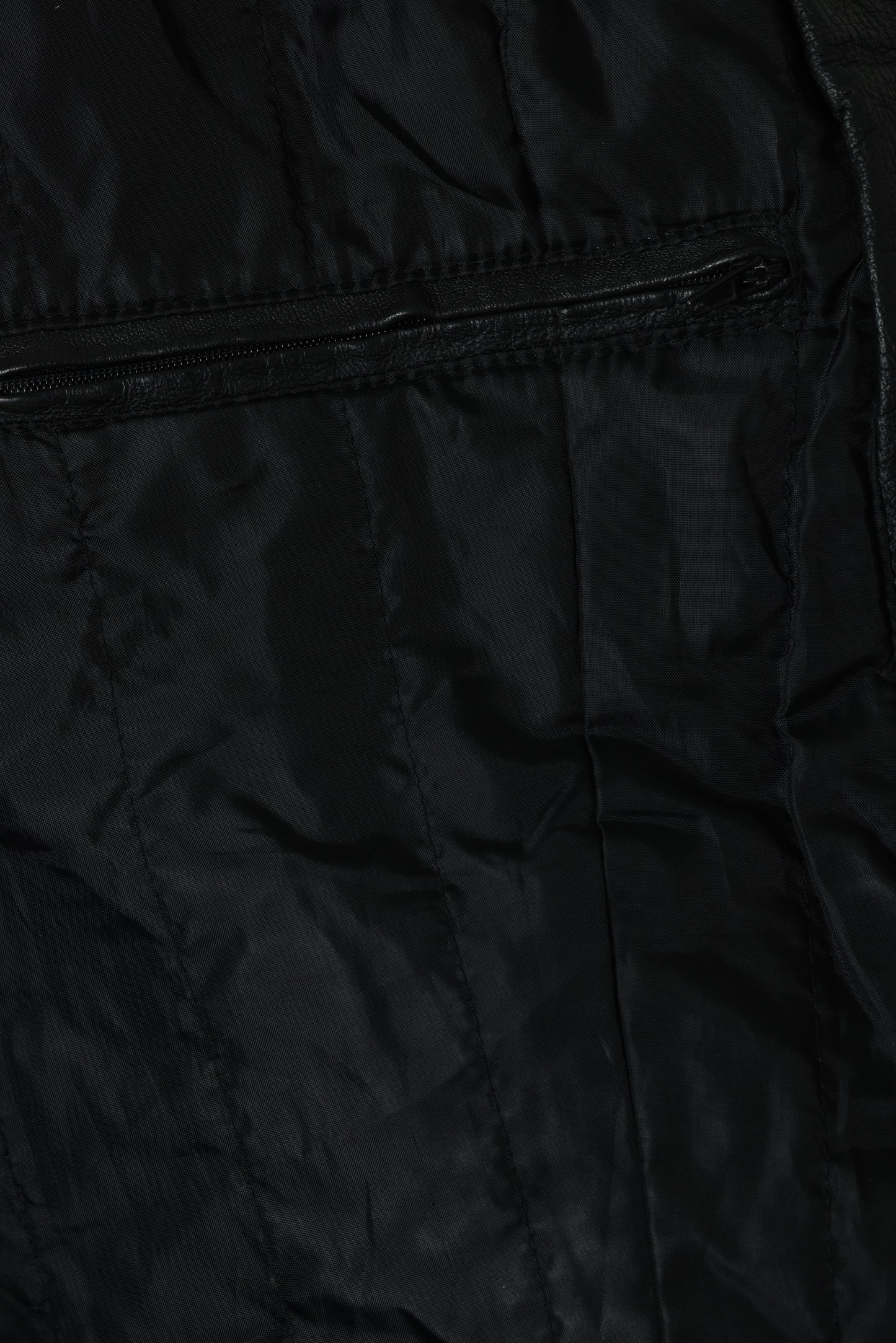 1990s Zip-Front Leather Jacket, Waist Panel Break, Straight Collar