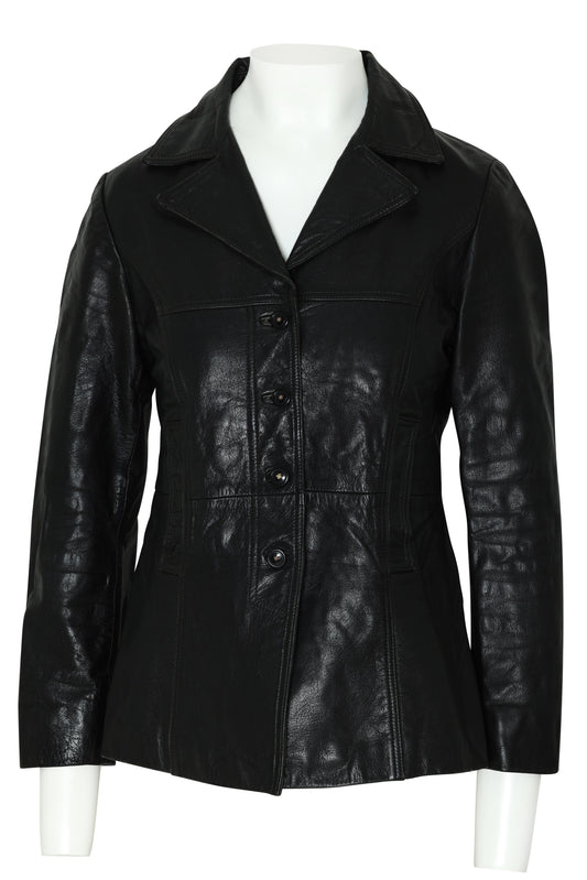 1995–2005, Black Leather Blazer, Structured Seaming, Tailored Silhouette