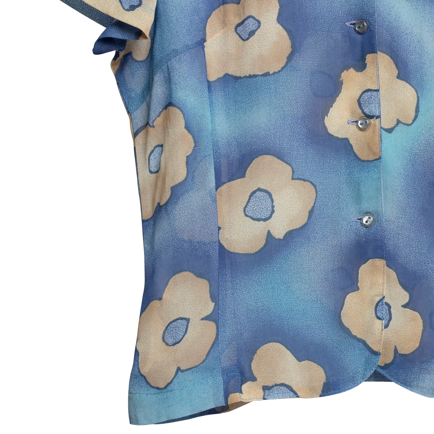 70s Floral Crepe Viscose T Blouse